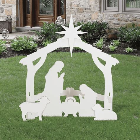 Walmart nativity scene outdoor - Product details. Beautiful silhouette style complete outdoor Nativity Scene displays the true meaning of Christmas simply and peacefully. Made from all-weather pvc plastic material that will last for years. • Looks stunning in any yard--daytime or nighttime. • Waterproof PVC material, resists mold and mildew, will not rot or …